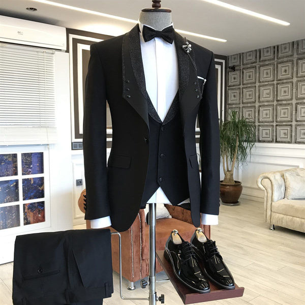 Looking for the best collection of 3-pieces All Black Shawl Lapel One Button Wedding Suits For Grooms with affordable price Shop Black Shawl Lapel Men blazers at stylesnuggle with free shipping available.