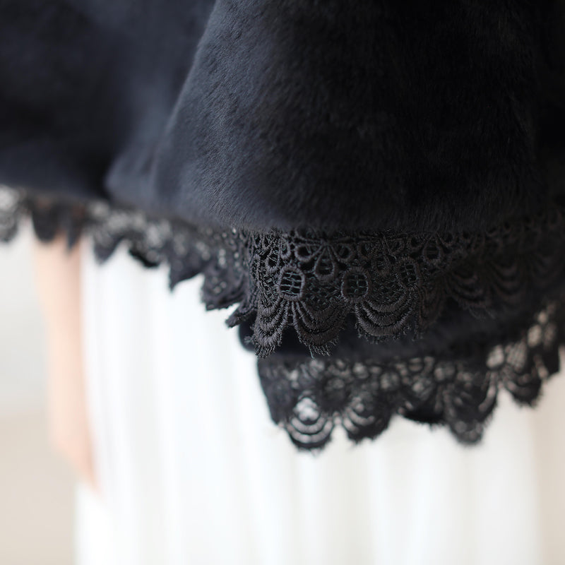 Black Lace-Trimmed Wedding Gown Shawl