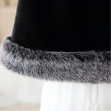 Black Mink Cashmere Rounded Corners Wedding Shawl with Grey Edges