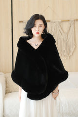 Black Mink Cashmere Rounded-Edge Wedding Shawl