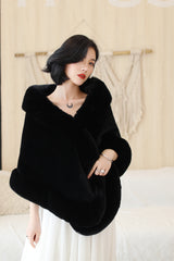 Black Mink Cashmere Rounded-Edge Wedding Shawl