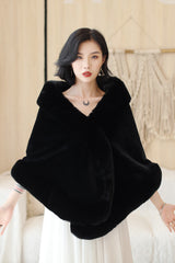 Black Mink Cashmere Rounded-Edge Wedding Shawl