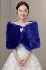 Royal Blue Ball-Style Wedding Gown Shawl