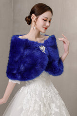 Royal Blue Ball-Style Wedding Gown Shawl