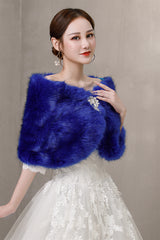 Royal Blue Ball-Style Wedding Gown Shawl