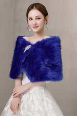 Royal Blue Ball-Style Wedding Gown Shawl