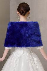 Royal Blue Ball-Style Wedding Gown Shawl