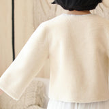 Cream White Faux Mink Fur Collarless Short Jacket & Wedding Shawl