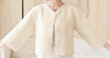 Cream White Faux Mink Fur Collarless Short Jacket & Wedding Shawl