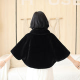 Elegant Black Korean-Style Mink Cashmere Outerwear Winter Wedding Warmth Coat