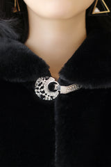 Elegant Black Korean-Style Mink Cashmere Outerwear Winter Wedding Warmth Coat