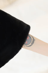 Elegant Black Korean-Style Mink Cashmere Outerwear Winter Wedding Warmth Coat