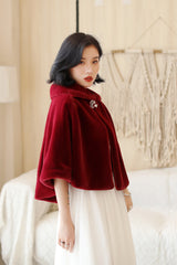 Elegant Burgundy Korean-Style Mink Cashmere Outerwear Winter Wedding Warmth Coat