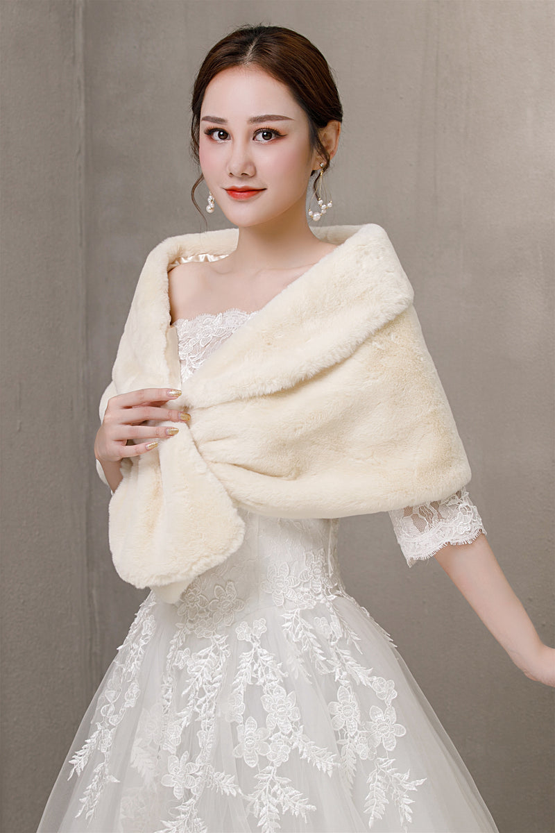 Elegant Khaki Ears-Trimmed Wedding Dress Shawl