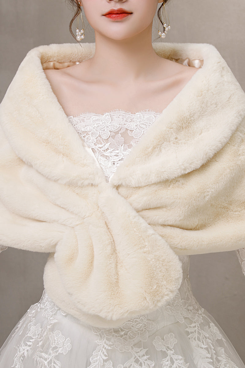 Elegant Khaki Ears-Trimmed Wedding Dress Shawl