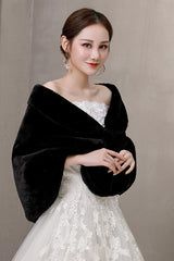 Elegant Black Ears-Embellished Wedding Dress Shawl