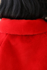 Elegant Red Korean-Style Mink Cashmere Outerwear Winter Wedding Warmth Coat