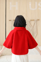 Elegant Red Korean-Style Mink Cashmere Outerwear Winter Wedding Warmth Coat