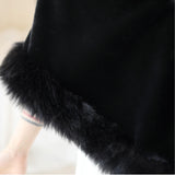 Faux Fur Rounded-Corner Wedding Gown Shawl in Black Bear and Fox Style