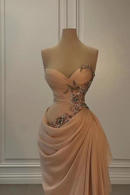 Gorgeous Sweetheart Beaded Pleated Floor length Prom Dresses