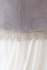 Gray Lace-Trimmed Warm Wedding Gown Shawl