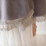 Gray Lace-Trimmed Warm Wedding Gown Shawl