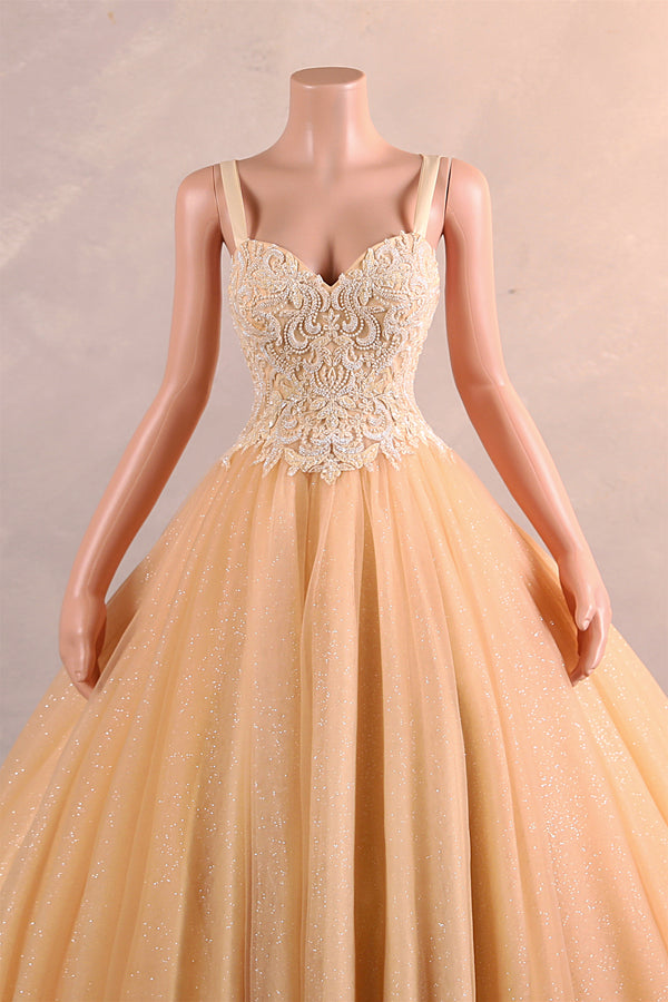 Straps Sparkle Ball Gown Sleeveless Beaded Quince Dresses