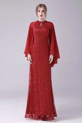 A-Line ankle-length high collar beaded mother's dress-stylesnuggle