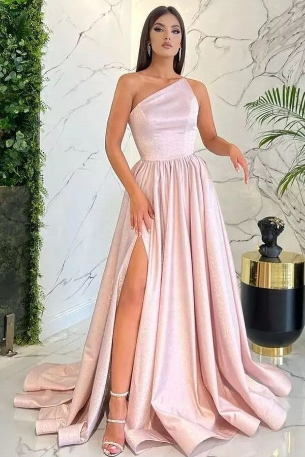 A-line Asymmetrical High Split Floor-length Sleeveless Prom Dress-stylesnuggle