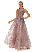 A-line Beaded Jewel Appliques Lace Floor-length cap sleeve Prom Dress-stylesnuggle