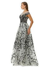 A-line Jewel Beaded Floor-length cap sleeve Sequined Prom Dress-stylesnuggle