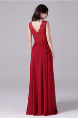 A-Line Jewel Lace Floor Length Sleeveless Backless High slit mother's dress-stylesnuggle