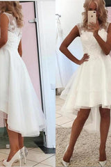 A-Line Jewel Lace Knee Length Sleeveless Applique Wedding Dress-stylesnuggle