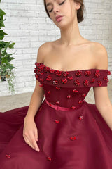 A-line Off-the-shoulder Ankle Length Sleeveless Open Back Beading Homecoming Dress-stylesnuggle