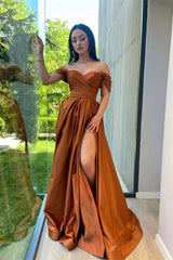 A-line Off-the-shoulder Sweetheart High Split Floor-length Open Back Prom Dress-stylesnuggle