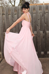 A-line One-shoulder Floor Length Chiffon Paillette Backless Prom Dress-stylesnuggle