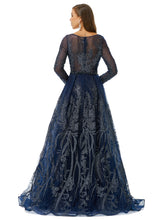 A-line Round Floor-length Long Sleeve Appliques Lace Beaded Prom Dress-stylesnuggle