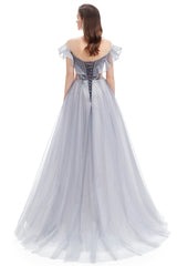 A-line Round Sequined Floor-length Cap Sleeve Open Back Appliques Lace Prom Dress-stylesnuggle