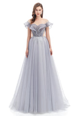 A-line Round Sequined Floor-length Cap Sleeve Open Back Appliques Lace Prom Dress-stylesnuggle