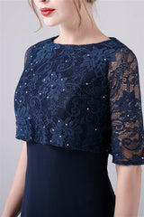 A-Line Short sleeves Jewel Lace Floor Length Casual mother's dress-stylesnuggle