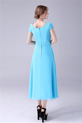 A-Line Short sleeves Square Sequined Knee-length Applique mother's dress-stylesnuggle