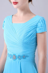 A-Line Short sleeves Square Sequined Knee-length Applique mother's dress-stylesnuggle