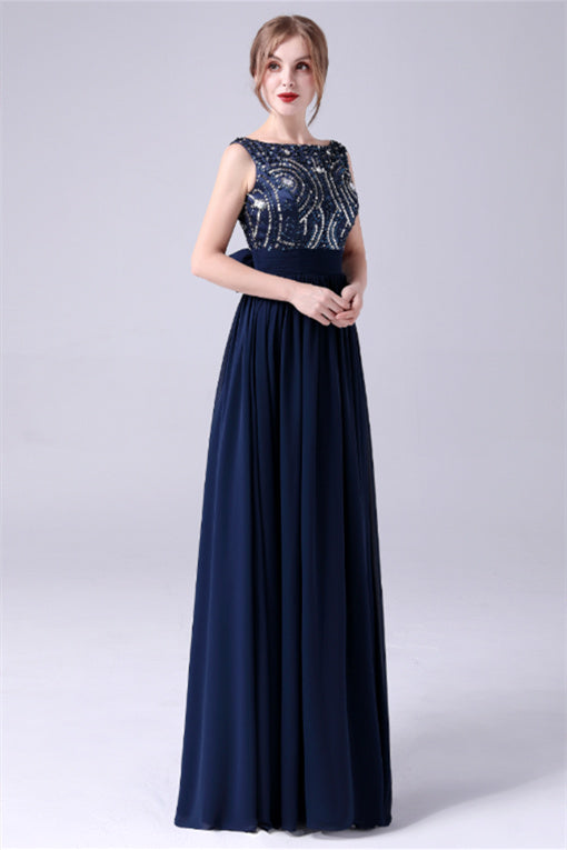 A-Line sleeveless Ankle-length Sequined beading Flower mother's dress-stylesnuggle