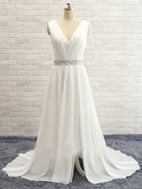 This V-neck Sweep Train Chiffon Beading Wedding Dresses at stylesnuggle.com will make your guests say wow. You will never wanna miss it, fast delivery worldwide.