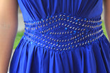 A-line Small Round Collar Knee Length Chiffon Beaded Prom Dress-stylesnuggle