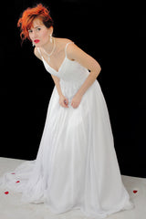 A-line Spaghetti Strap Floor Length Chapel Tulle Backless Wedding Dress-stylesnuggle