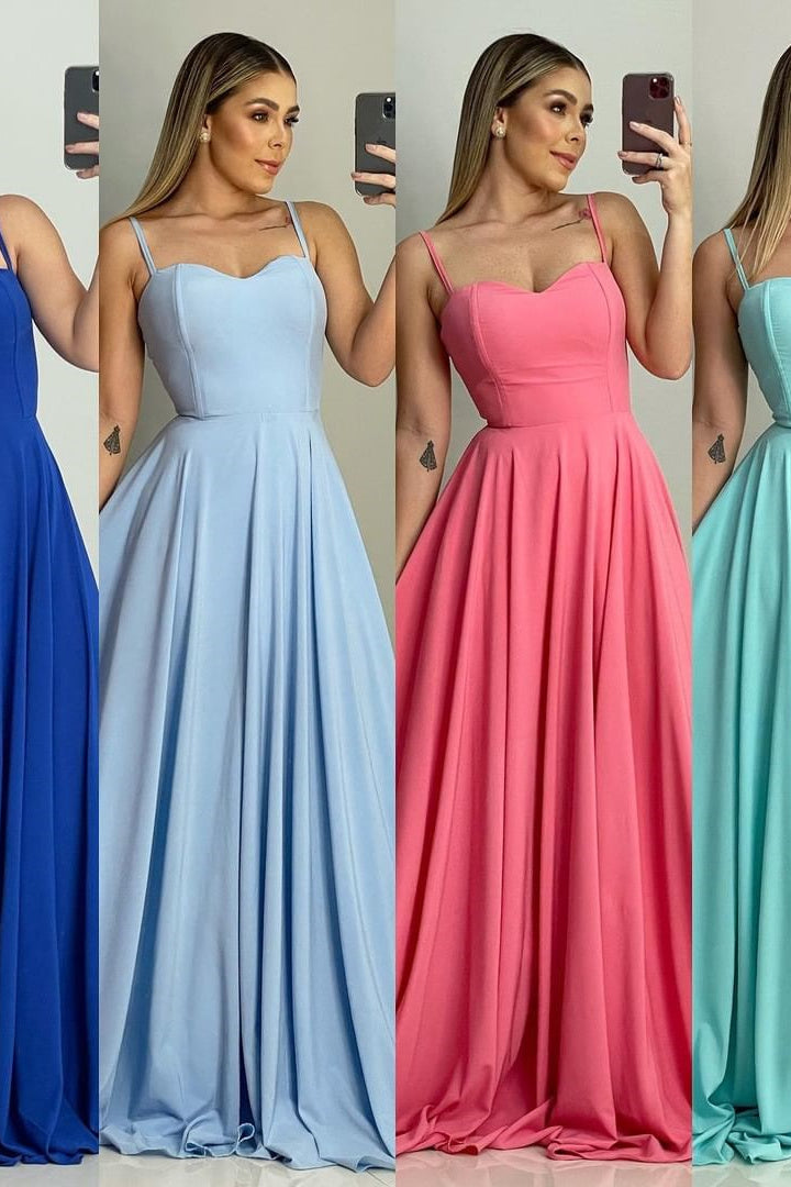 A-line Spaghetti Strap Sweetheart Sleeveless Floor-length Prom Dress-stylesnuggle