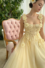 A-line Square Floor-length Sleeveless Open Back Appliques Lace Prom Dress-stylesnuggle