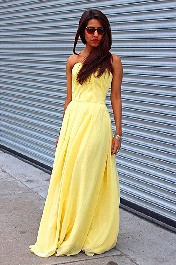 A-line Strapless Floor Length Chiffon Sleeveless Glam Prom Dress-stylesnuggle