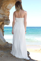 A-line Strapless Floor Length Court Chiffon Backless Wedding Dress-stylesnuggle